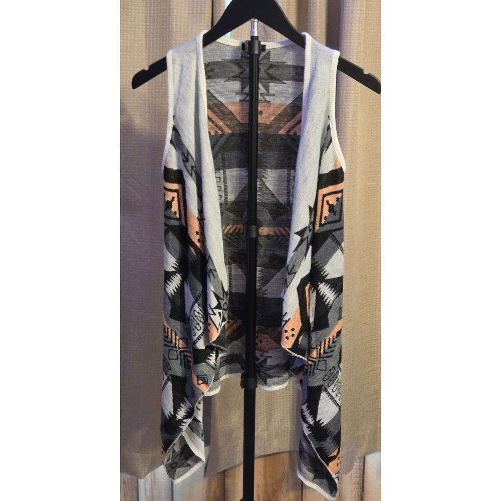 Rue21 Aztec Print Cardigan Sweater Women's Size Medium‎ Black Gray Pink Boho